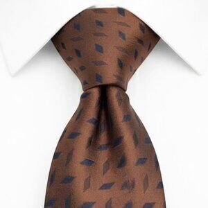 Gianni Versace Silk Tie Geometric Brown Office Business Formal Designer Italy